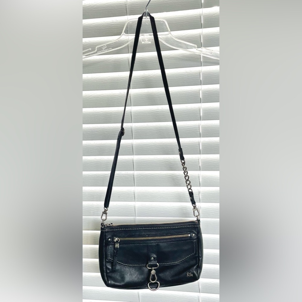 **VINTAGE** The SAK Leather Handbag/Purse - Crossbody - Black - clasp and zipper - Picture 2 of 14